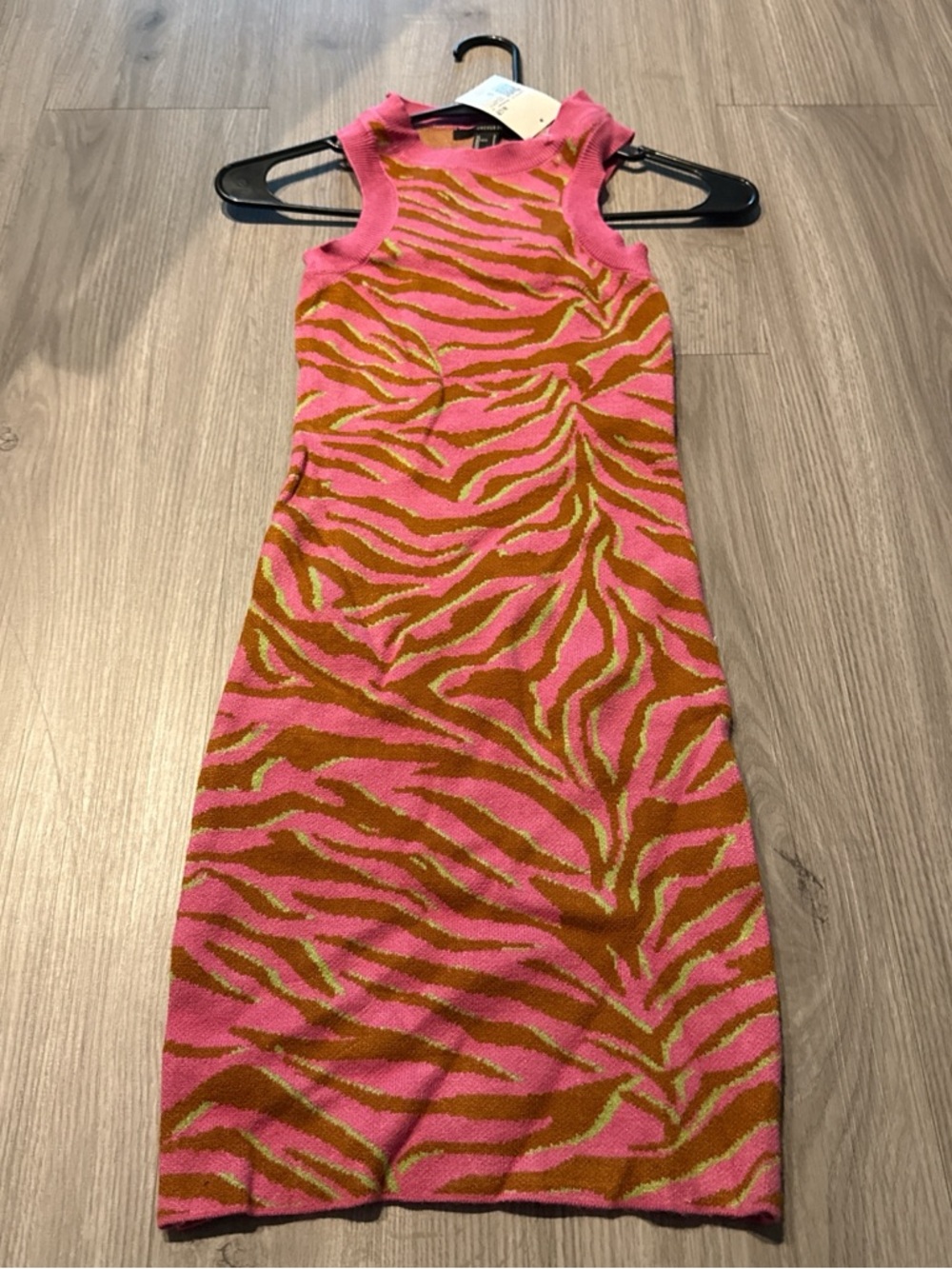 Pink & Brown Zebra Knit Tank Dress